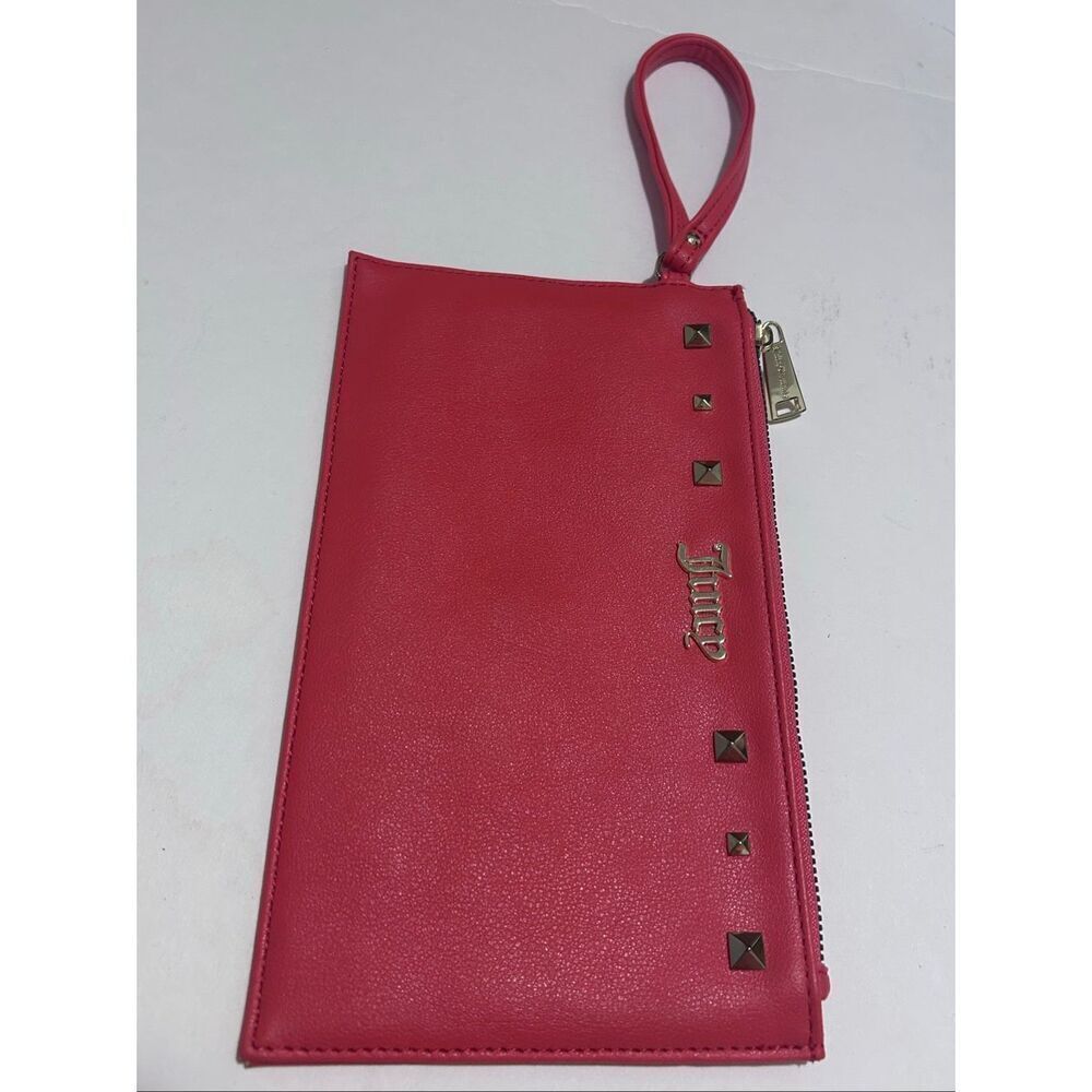 Juicy Couture All Out Of Love Wristlet Red Faux Leather with Gold Tone Stud Deta
